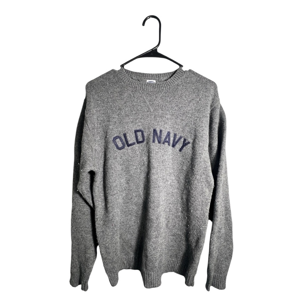 Old Navy Gray Crewneck Sweater with Navy Logo